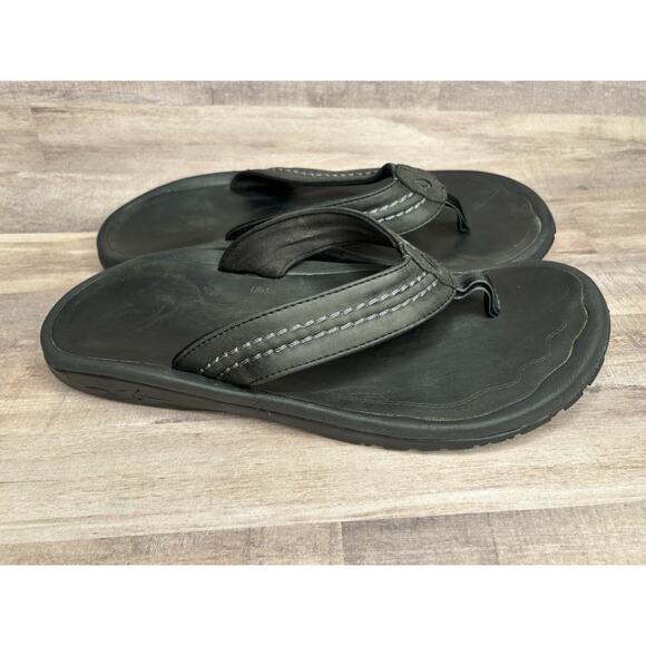 Olukai Hokua Flip Flop Mens US 15 Black Beach wear, wet grip, quick dry sandals - Picture 6 of 12